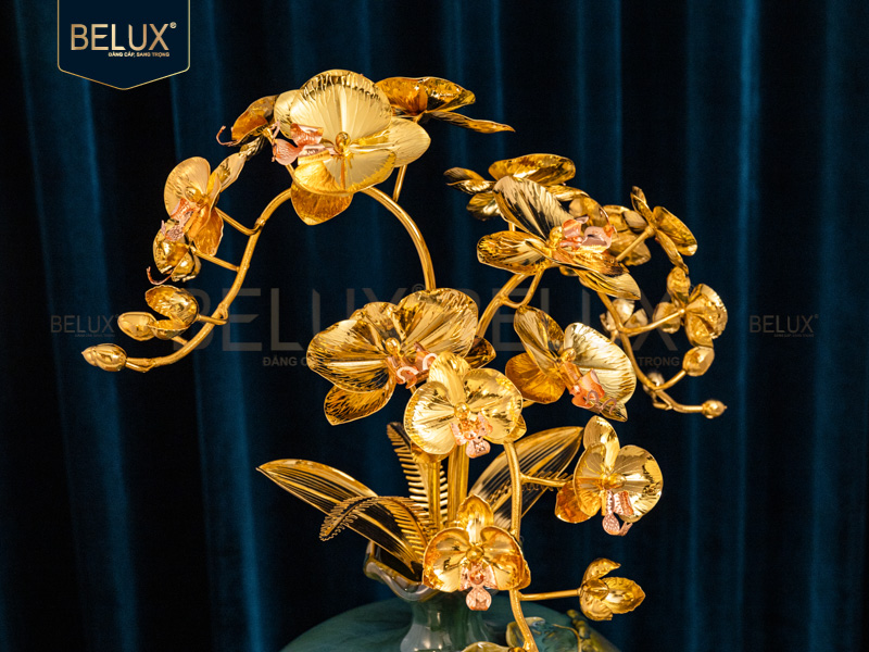 Chậu Lan Vàng Tụ Bảo mạ vàng 24k&nbsp;cao 55cm